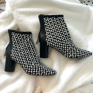 Unique Zara Woven Leather Heeled Boots